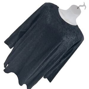 NWT! CAPACITY WOMAN! SCULPTED FLORAL STRETCH VELVET TUNIC TOP, BLACK! SZ 2X